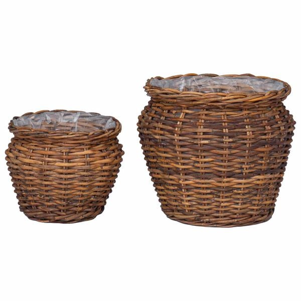 vidaXL Plantekurv med lagring 2 pcs Brun Lacak Rattan