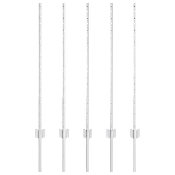 vidaXL Gjerdep&aring;le 5 pcs s&oslash;lv 100 cm St&aring;l