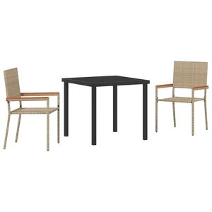 vidaXL Hage Spisegruppe med pute 3 pcs Beige polyrotting