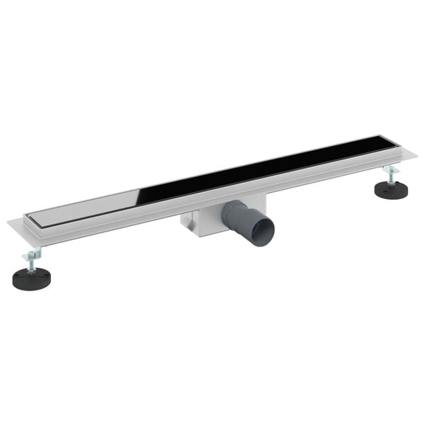 vidaXL Dusjavl&oslash;p med Glassdeksel Svart 80 cm Rustfritt St&aring;l 304