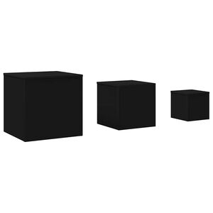 vidaXL Sidebord 3 stk svart konstruert tre