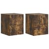 vidaXL Vegghengt Nattbord med skuff 2 pcs R&oslash;kt Eik 33 x 34,5 x 40 cm