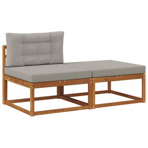 vidaXL Sekjsonsofaenheter med pute 2 Stk Naturlig Solid akasietre