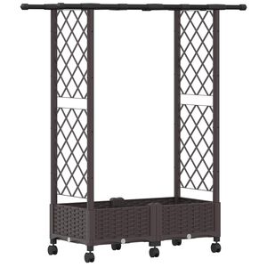vidaXL Hevet Bed med Trellis og Tak Brun 122,5 x 40 x 127 cm PP