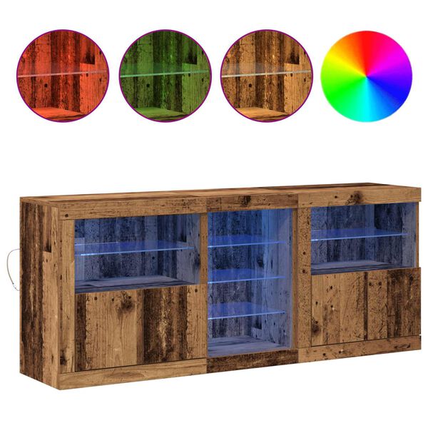 vidaXL LED sideboard Gammelt tre 162 x 37 x 67 cm Konstruert tre