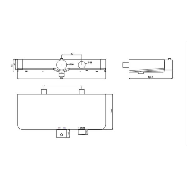 SCH&Uuml;TTE Termostatisk dusjkran med glasshylle OCEAN hvit