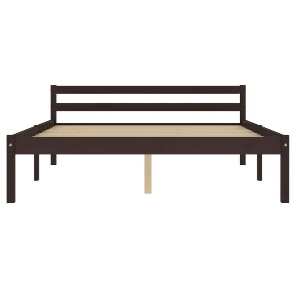 vidaXL Sengeramme med 4 skuffer mørkebrun heltre furu 140x200 cm