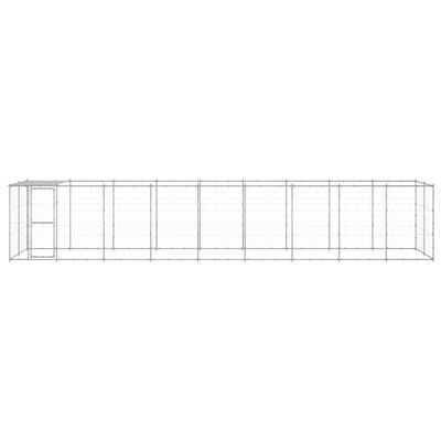 vidaXL Utendørs hundegård med tak 21,78 m² galvanisert stål