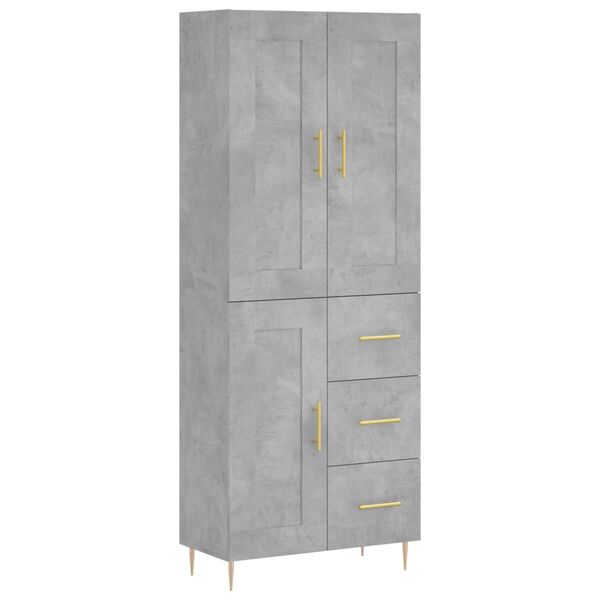 vidaXL Highboard betonggr&aring; 69,5x34x180 cm konstruert tre