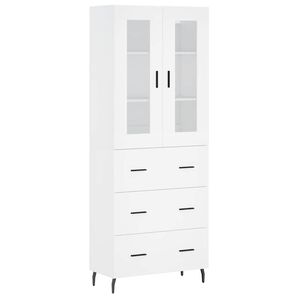 vidaXL Highboard hvit 69,5x34x180 cm konstruert tre