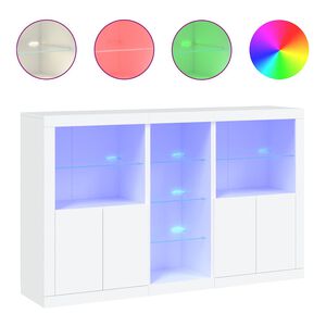 vidaXL Skjenk med LED-lys hvit 162x37x100 cm