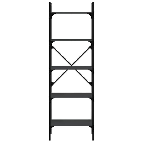 vidaXL Bokhylle 5 etasjer svart 56x31,5x174 cm konstruert tre