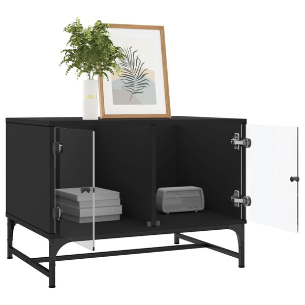 vidaXL Salongbord med glassd&oslash;rer svart 68,5x50x50 cm