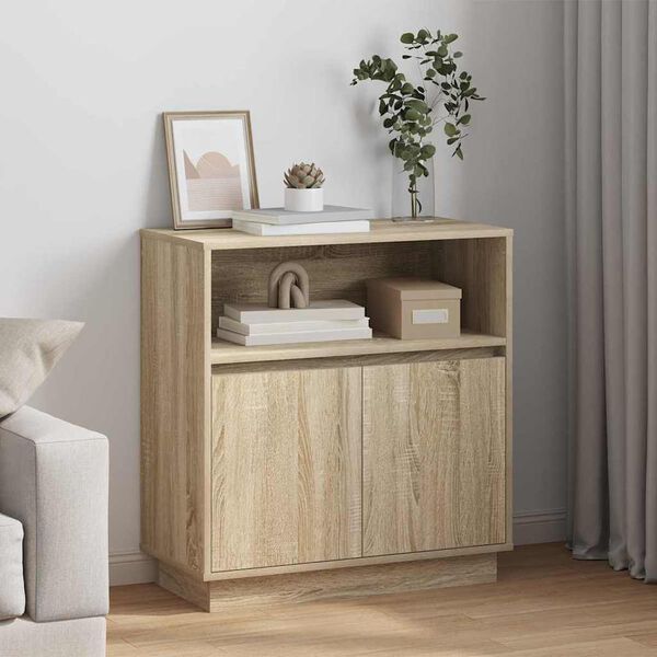 vidaXL LED sideboard Sonoma eik 71 x 34,5 x 75 cm Konstruert tre