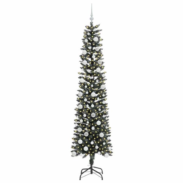 vidaXL Kunstig juletre med 300 LED gr&oslash;nn 210 cm PVC og plast og st&aring;l