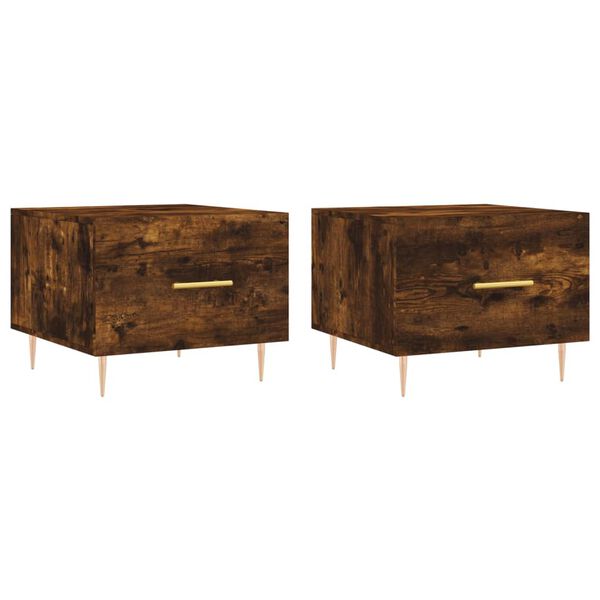 vidaXL Salongbord 2 stk r&oslash;kt eik 50x50x40 cm konstruert tre