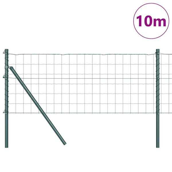 vidaXL Gjerde med stolpe gr&oslash;nn 0,4 x 10 m St&aring;l og PVC