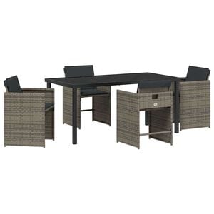 vidaXL Hage Spisegruppe 5 pcs Gr&aring; polyrotting
