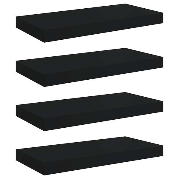 vidaXL Flytende vegghyller 4 stk svart 50x23x3,8 cm MDF