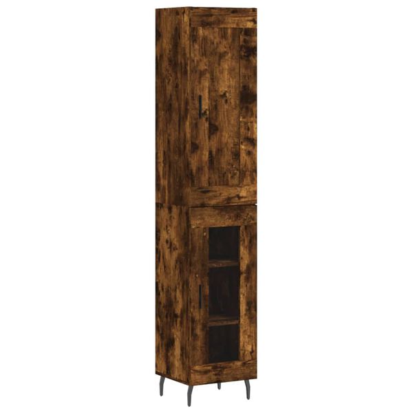 vidaXL Highboard r&oslash;kt eik 34,5x34x180 cm konstruert tre