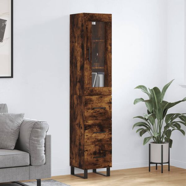vidaXL Highboard r&oslash;kt eik 34,5x34x180 cm konstruert tre