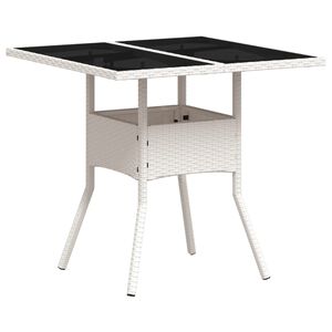 vidaXL Hagebord med glassplate hvit 80x80x75 cm polyrotting