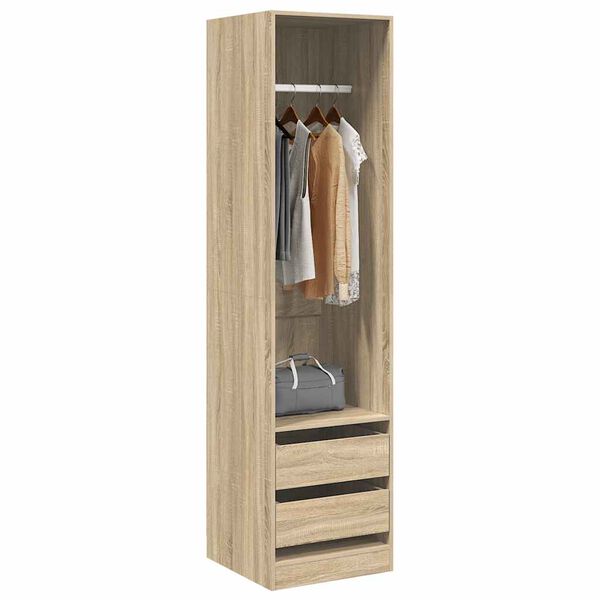 vidaXL Garderobe med skuffer sonoma eik 50x50x200 cm konstruert tre