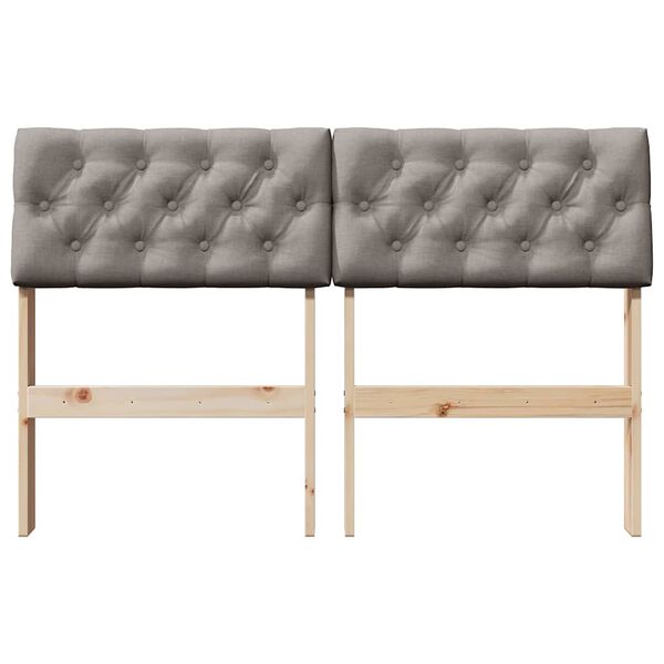 vidaXL Polstret sengegavl Gr&aring;brun 120 cm Massiv furu