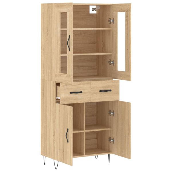 vidaXL Highboard sonoma eik 69,5x34x180 cm konstruert tre