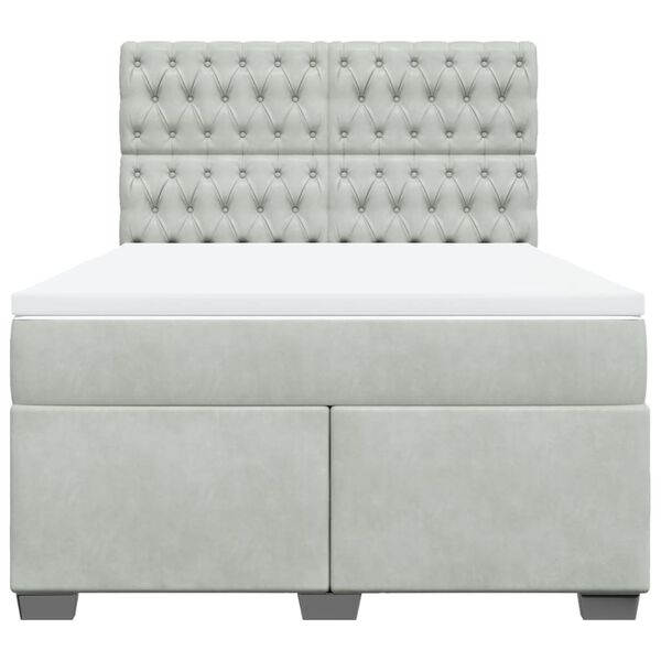 vidaXL Seng med madrass boksfj&aelig;r lysegr&aring; 140x190 cm fl&oslash;yel