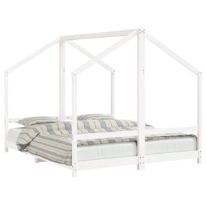 vidaXL Barnesengeramme hvit 2x(80x200) cm heltre furu