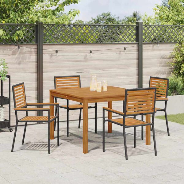 vidaXL Hage Spisegruppe 5 pcs Svart Poly rattan