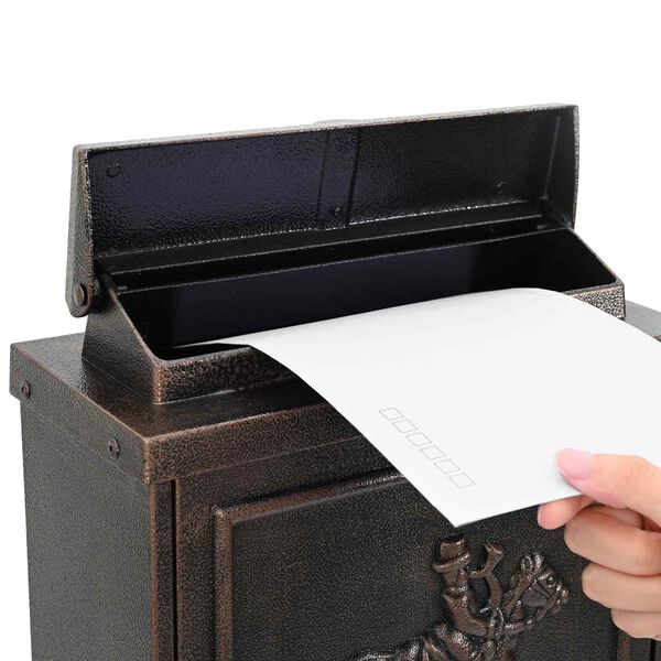 vidaXL Veggmontert postkasse Bronse 29 x 13 x 41 cm St&oslash;pt aluminium