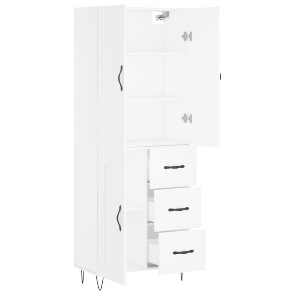vidaXL Highboard hvit 69,5x34x180 cm konstruert tre