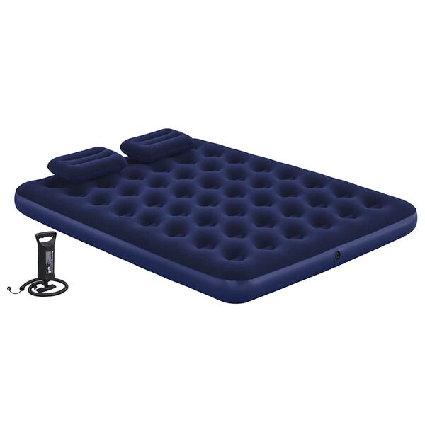 Bestway Oppbl&aring;sbar flokket luftseng pute luftpumpe 203x152x22cm 67374