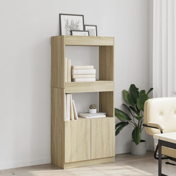 vidaXL Highboard sonoma eik 63x33x140 cm konstruert tre