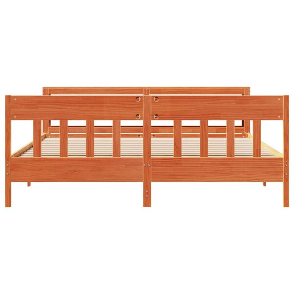 vidaXL Sengeramme uten madrass voksbrun 200x200 cm heltre furu