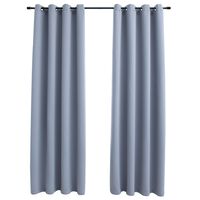 vidaXL Lystette gardiner med metallringer 2 stk grå 140x175 cm