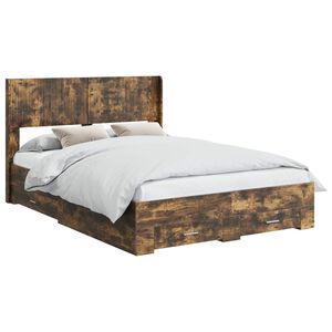 vidaXL Sengramme med oppbevaring og hodegavl R&oslash;kt Eik 140 x 190 cm