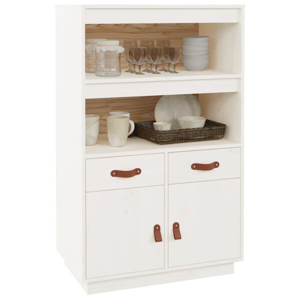 vidaXL Highboard hvit 67x40x108,5 cm heltre furu