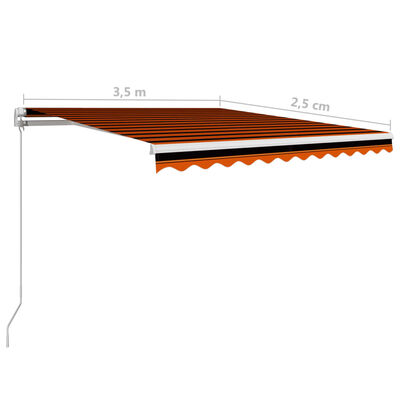 vidaXL Manuell uttrekkbar markise 350x250 cm oransje og brun