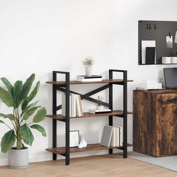 vidaXL Bokhylle R&oslash;kt eik 100 x 33,5 x 102 cm Konstruert tre