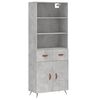 vidaXL Highboard betonggr&aring; 69,5x34x180 cm konstruert tre