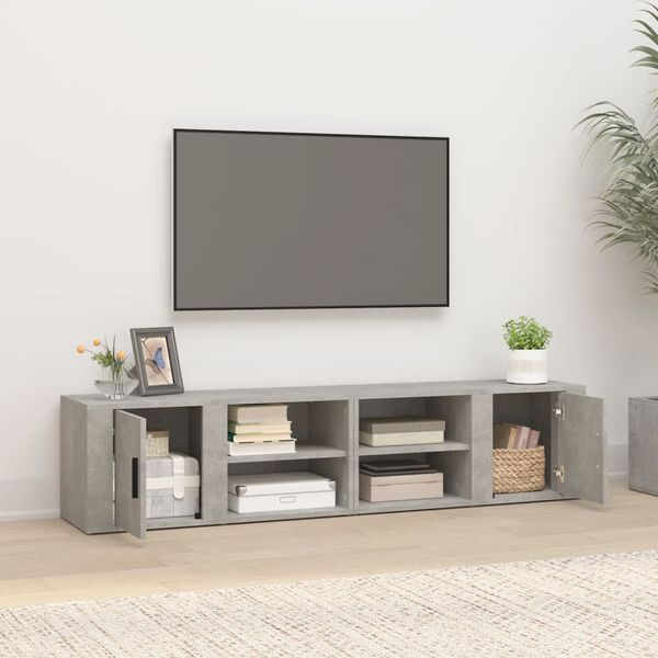 vidaXL TV-benker 2 stk betonggr&aring; 80x31,5x36 cm konstruert tre