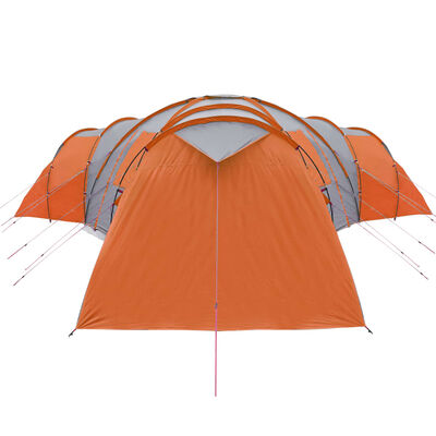 vidaXL Kuppeltelt for camping 12 personer grå og oransje vanntett