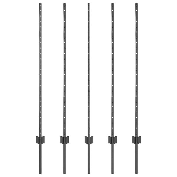 vidaXL Gjerdep&aring;le 5 pcs Gr&aring; 120 cm St&aring;l