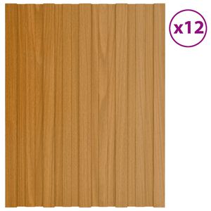vidaXL Takplater 12 stk lyst tre 60x45 cm galvanisert st&aring;l
