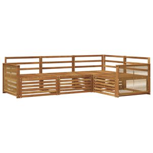 vidaXL Utend&oslash;rs sofa-sett 4 stk. Naturlig Solid akasietre