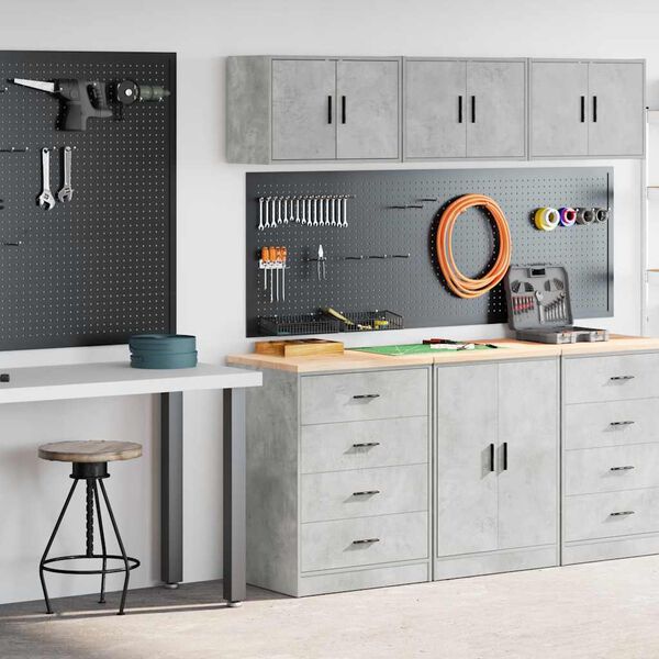 vidaXL Garasjeskap 2 stk betonggr&aring; konstruert tre