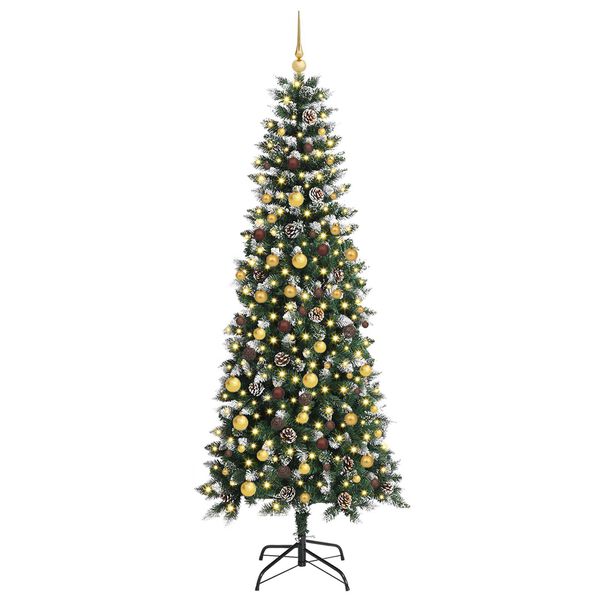 vidaXL Kunstig juletre med 300 LED gr&oslash;nn 210 cm PVC og plast og st&aring;l